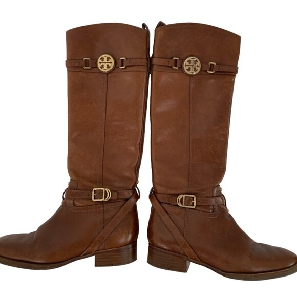 Tory Burch Leather Riding Boots Size 8.5M Brown Equestrian Brazil Zip GUC 7930 - Picture 11 of 13